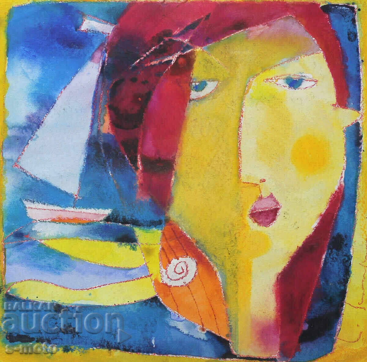 Delivery of Vladimir Zapryanov, watercolor painting, abstract portrait