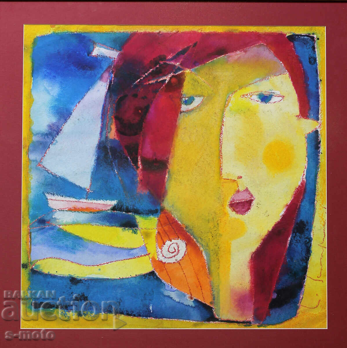 Vladimir Zapryanov, watercolor painting, abstract portrait