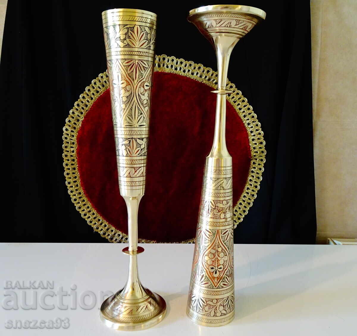 Two bronze wine cups 30 cm, 350 ml, cellular enamel
