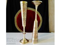 Two bronze wine cups 30 cm, 350 ml, cellular enamel