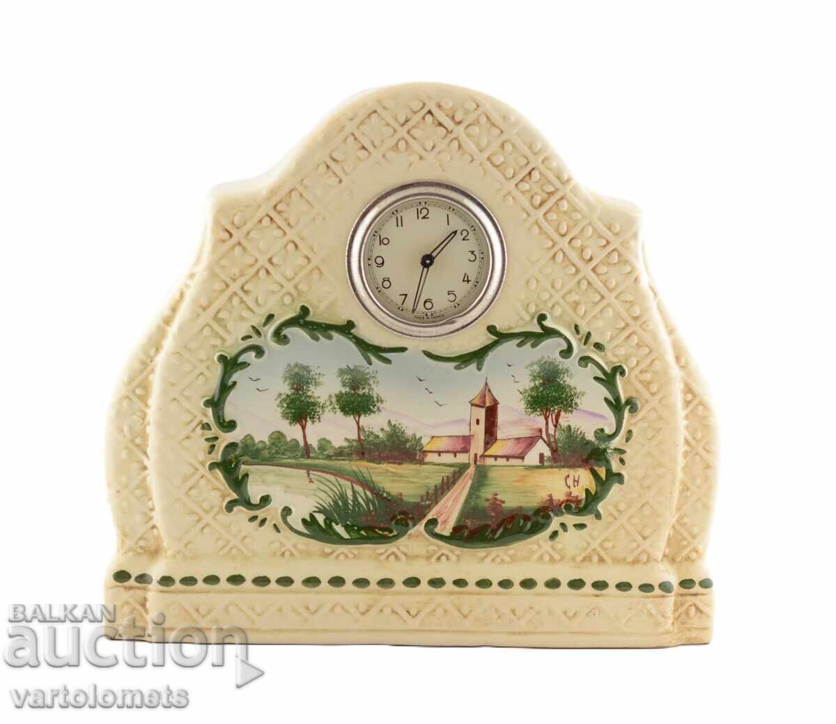 Πορσελάνινο ρολόι τζακιού Γαλλία / Βέλγιο - λειτουργεί Πορσελάνινο ρολόι τζακιού Γαλλία / Βέλγιο - λειτουργεί