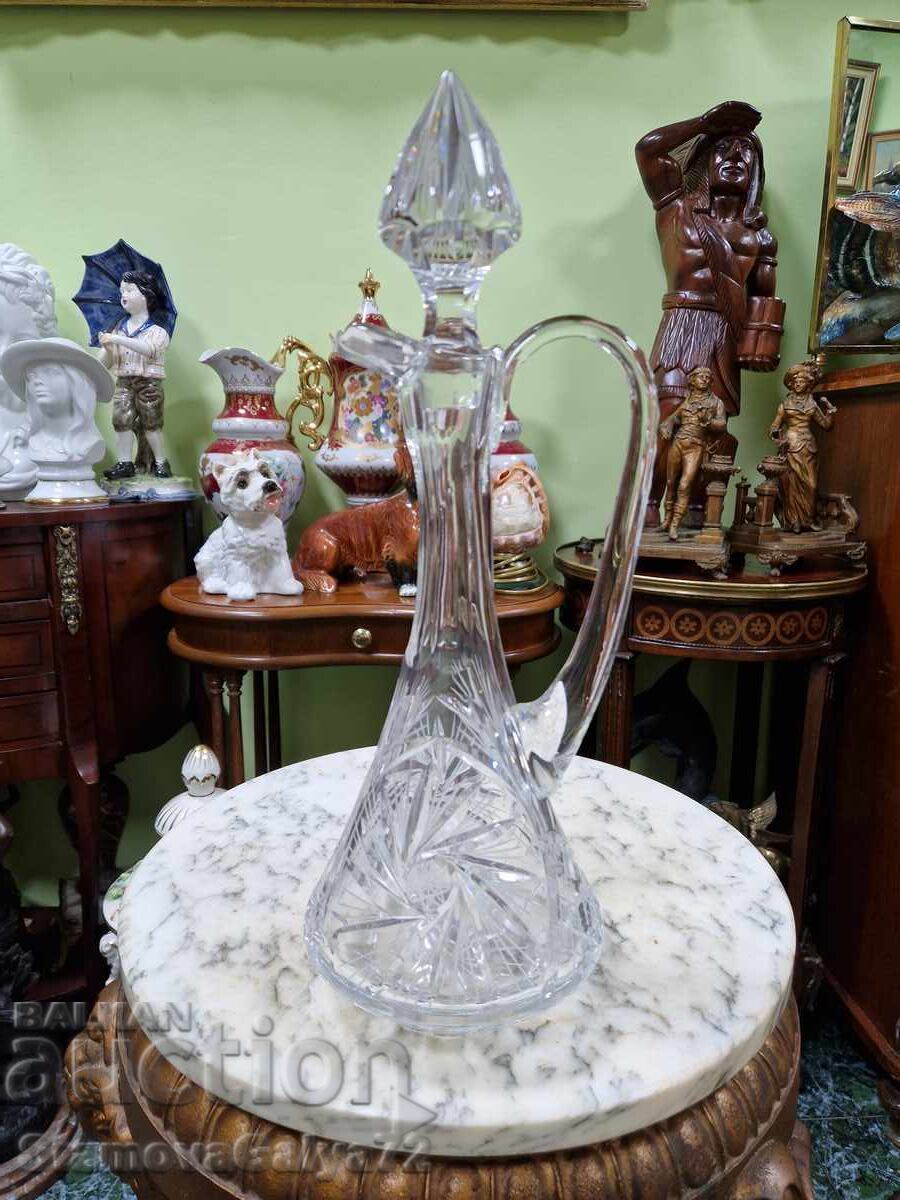 Unică carafă antică din cristal Boemia