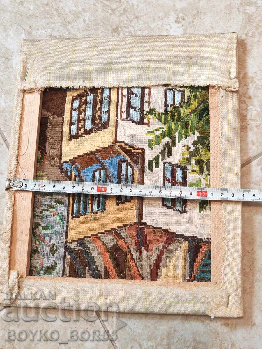 Δημοπρασία Αρχαίο Γκομπλέν με υποπλαίσιο Αναγεννησιακό Σπίτι 29/24 εκ