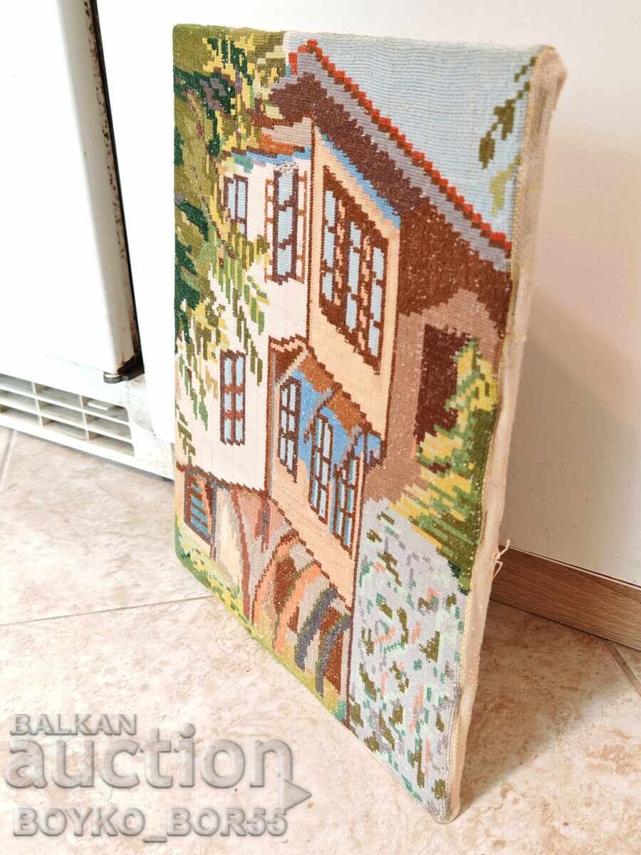 Παράδοση Αρχαίο Γκομπλέν με υποπλαίσιο Αναγεννησιακό Σπίτι 29/24 εκ