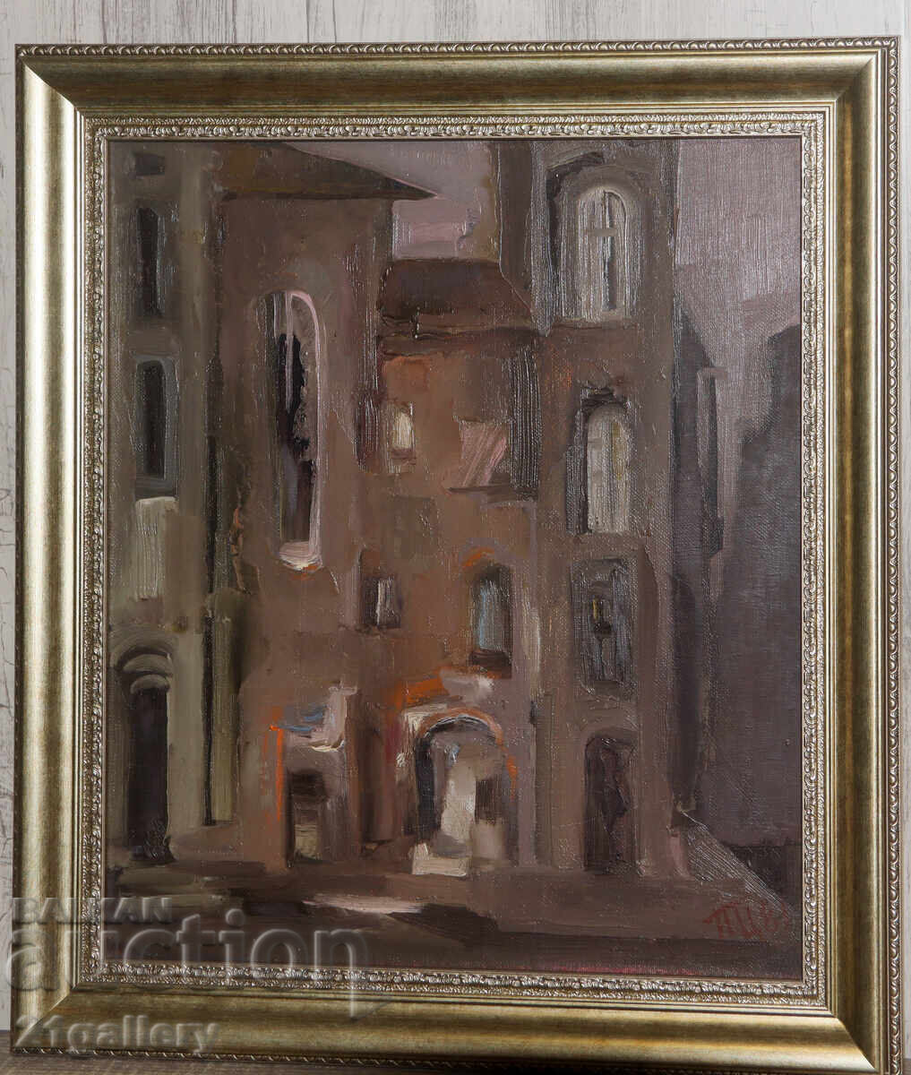 P. Țanov / Uleiuri, peisaj urban 1981 cu preț 550.00 BGN | € 281.21 P. Țanov / Uleiuri, peisaj urban 1981 cu preț 550.00 BGN | € 281.21