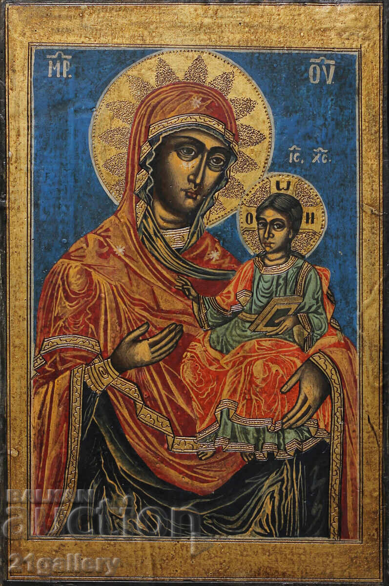 Icoana pictata manual a Sfintei Maicii Domnului cu Pruncul Icoana pictata manual a Sfintei Maicii Domnului cu Pruncul