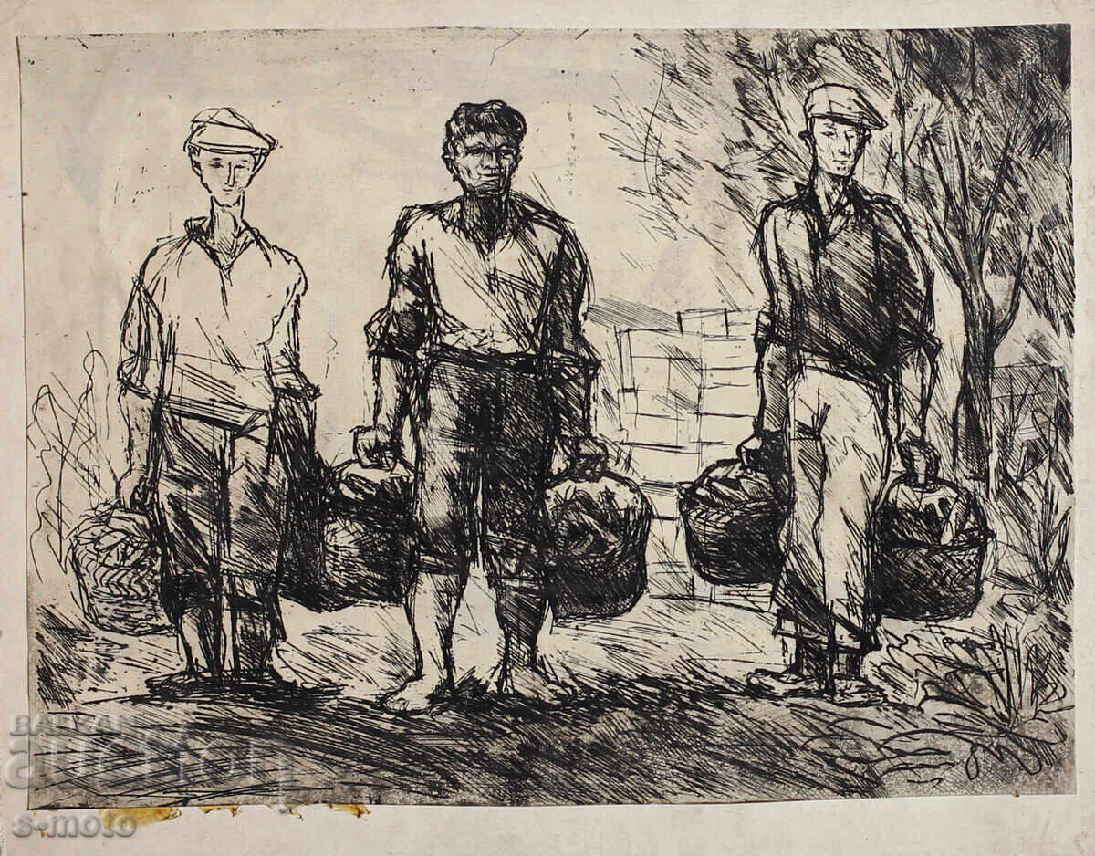 Grafică, gravură compoziție figurativă cu preț 150.00 BGN | € 76.69