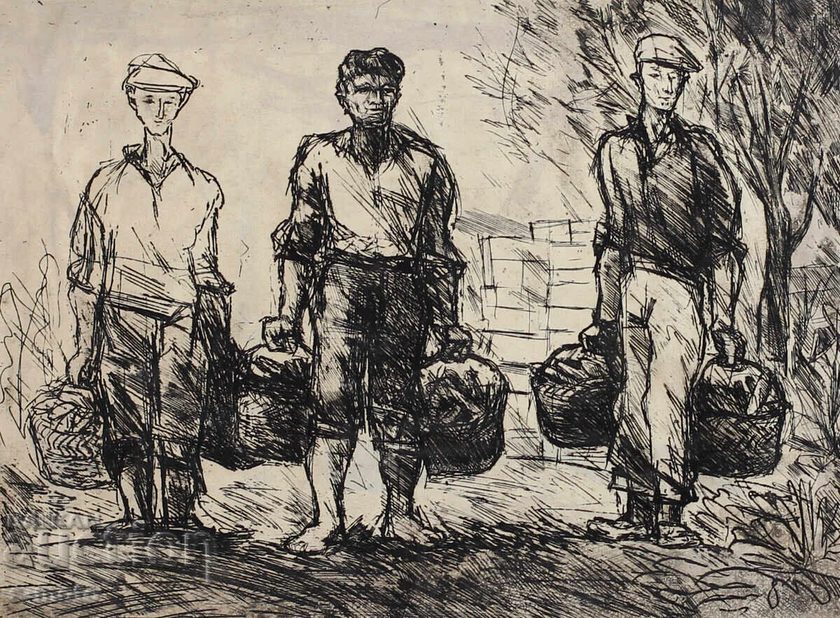 Grafică, gravură compoziție figurativă