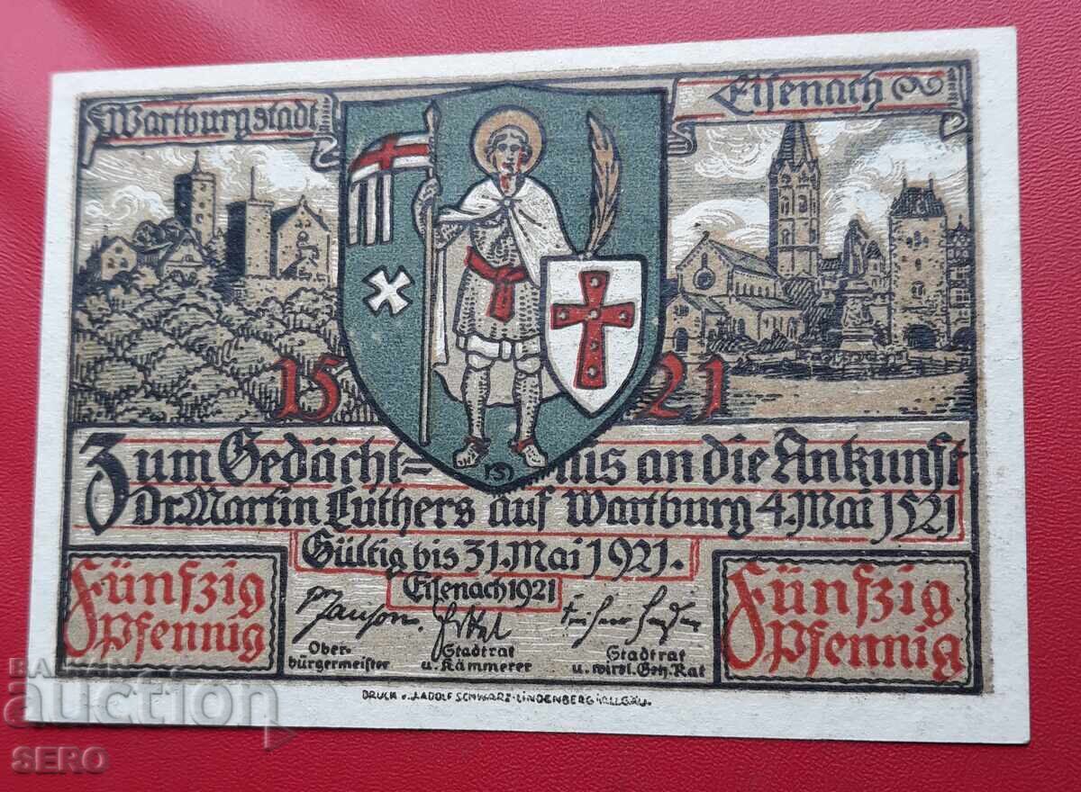 Banknote-Germany-Thuringia-Eisenach-50 pfennig 1921 with price € 1.00 | 1.96 BGN Banknote-Germany-Thuringia-Eisenach-50 pfennig 1921 with price € 1.00 | 1.96 BGN