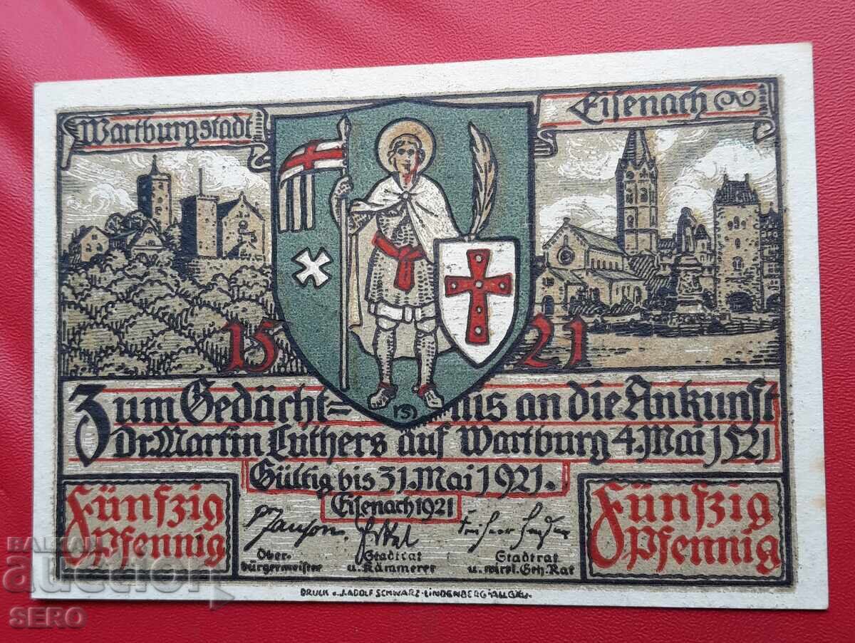 Bancnota-Germania-Thuringia-Eisenach-50 pfennig 1921 cu preț 2.50 BGN | € 1.28