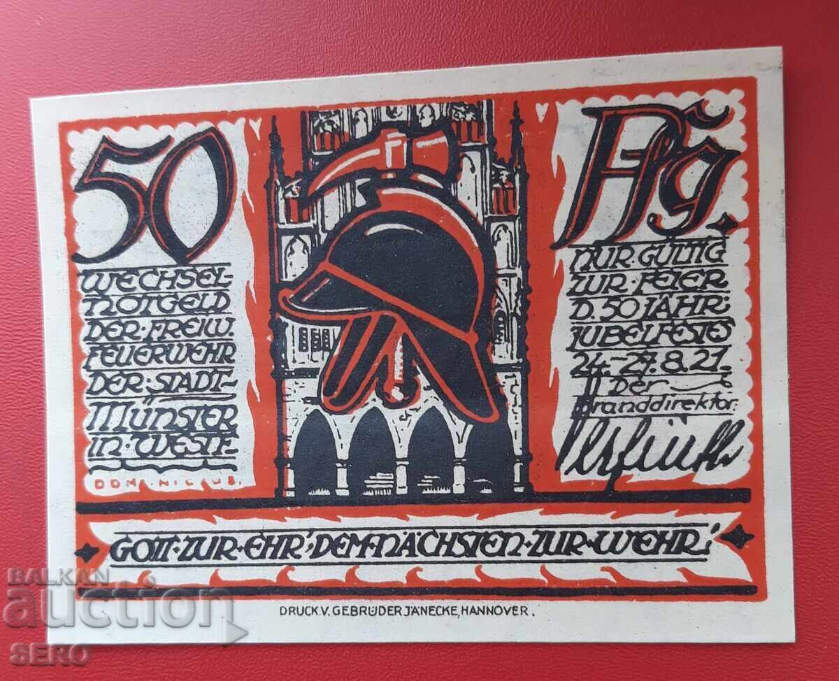 Banknote-Germany-North Rhine-Westphalia-Münster 50 pfennig 1921 with price 2.00 BGN | € 1.02 Banknote-Germany-North Rhine-Westphalia-Münster 50 pfennig 1921 with price 2.00 BGN | € 1.02