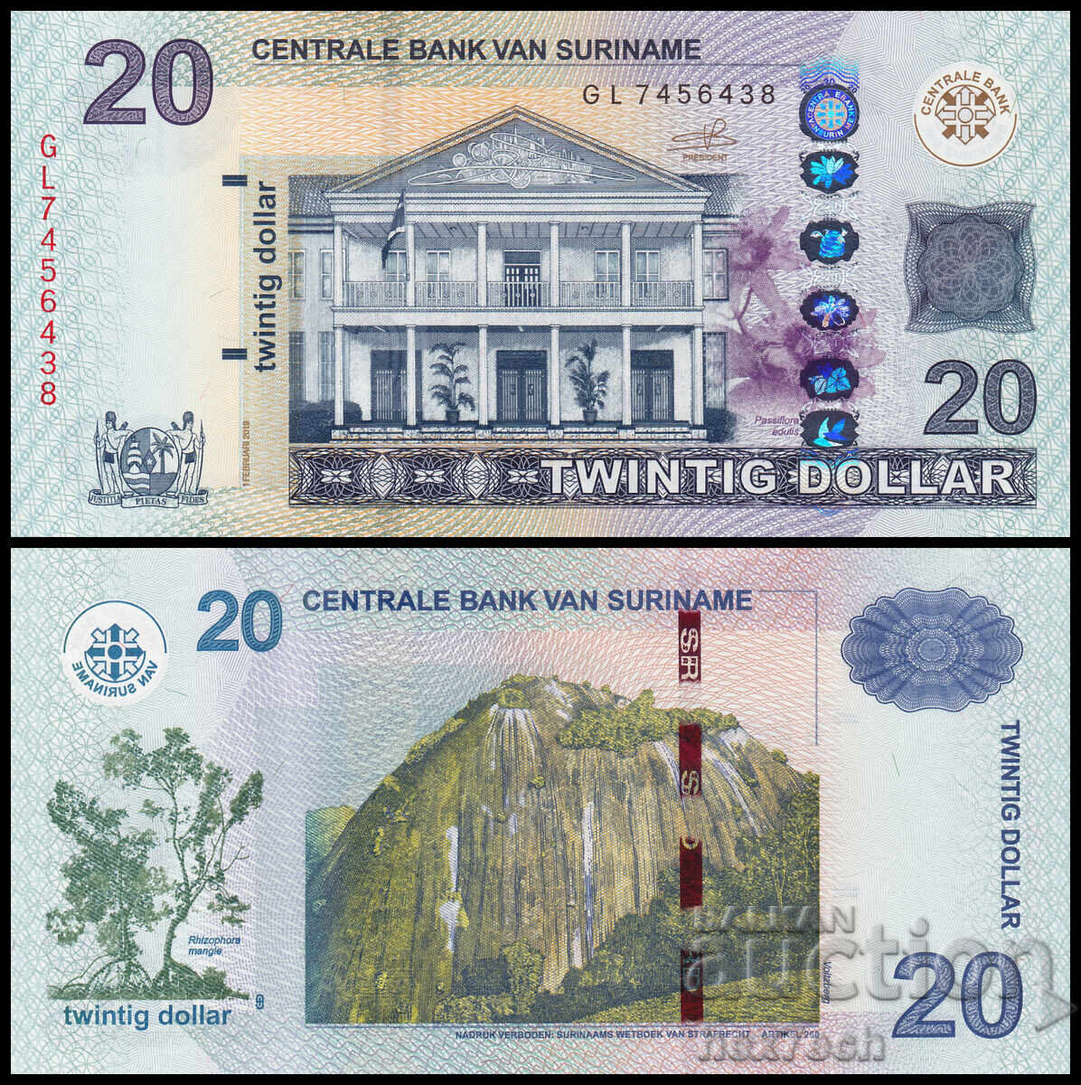 ❤️ ⭐ Σουρινάμ 2019 20 $ UNC Νέο ⭐ ❤️ ❤️ ⭐ Σουρινάμ 2019 20 $ UNC Νέο ⭐ ❤️