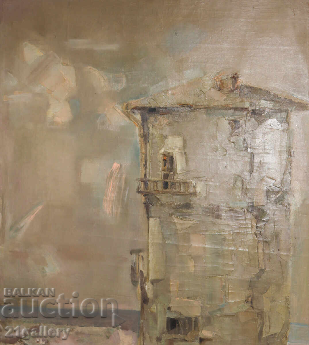 P. Tsanov / Oil paints, landscape with a seaside house