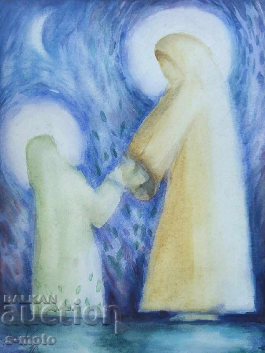 Георги Ткачов / 1962- / Акварел фигура портрет 1996г. с цена € 178.95 | 350.00 лв.