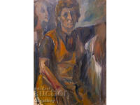 Tablou vechi, ulei pe pânză, portret feminin