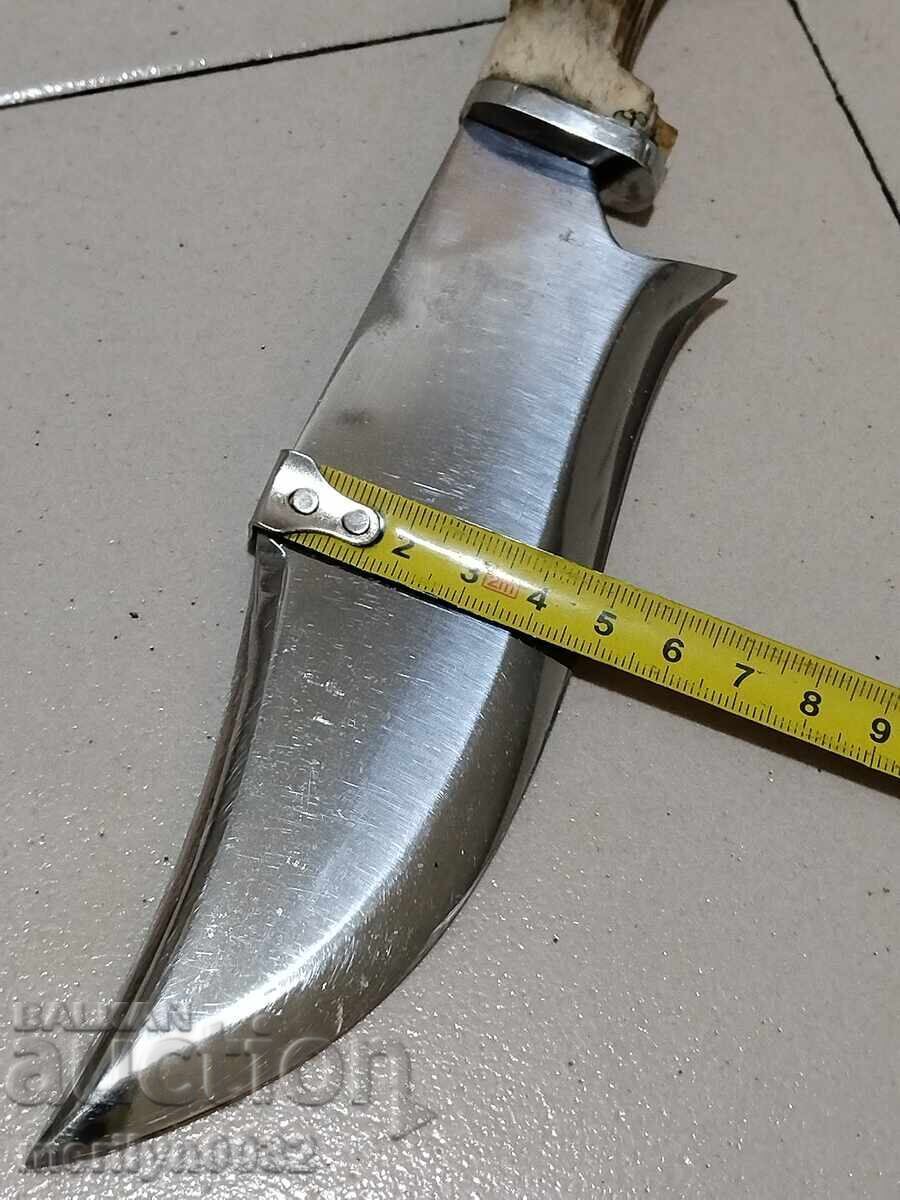 Hunting knife with sheath, deer antler handle - 6