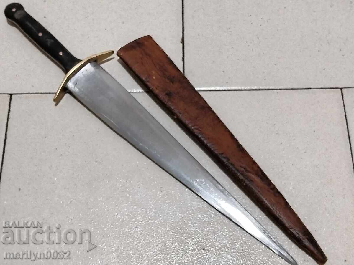 Δημοπρασία Kama από κέρατο βουβαλιού και δερμάτινη θήκη, δίκοπο μαχαίρι