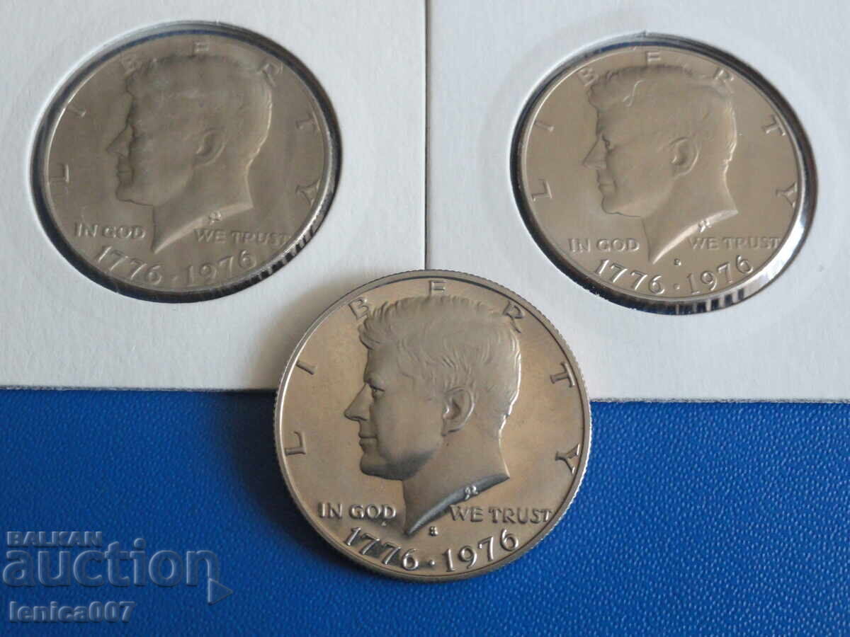 USA 1976 - 1/2 Dollar "200th Anniversary of US Independence" (3 pcs.)
