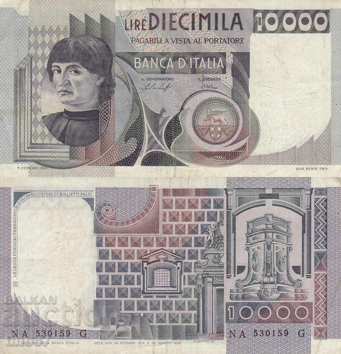 tino37 - ITALY - 10,000 LIRE - 1976 - VF