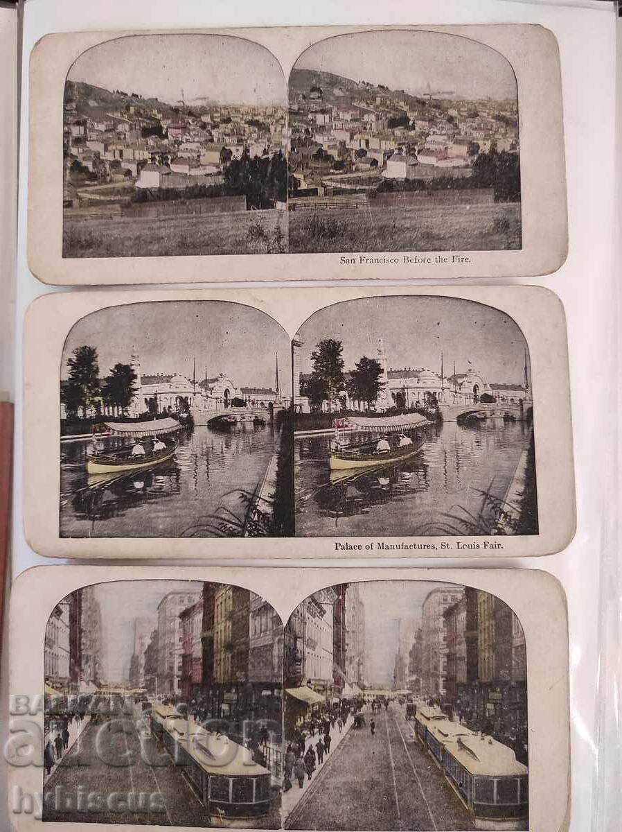 3x Στερεοσκοπική φωτογραφική κάρτα ΗΠΑ