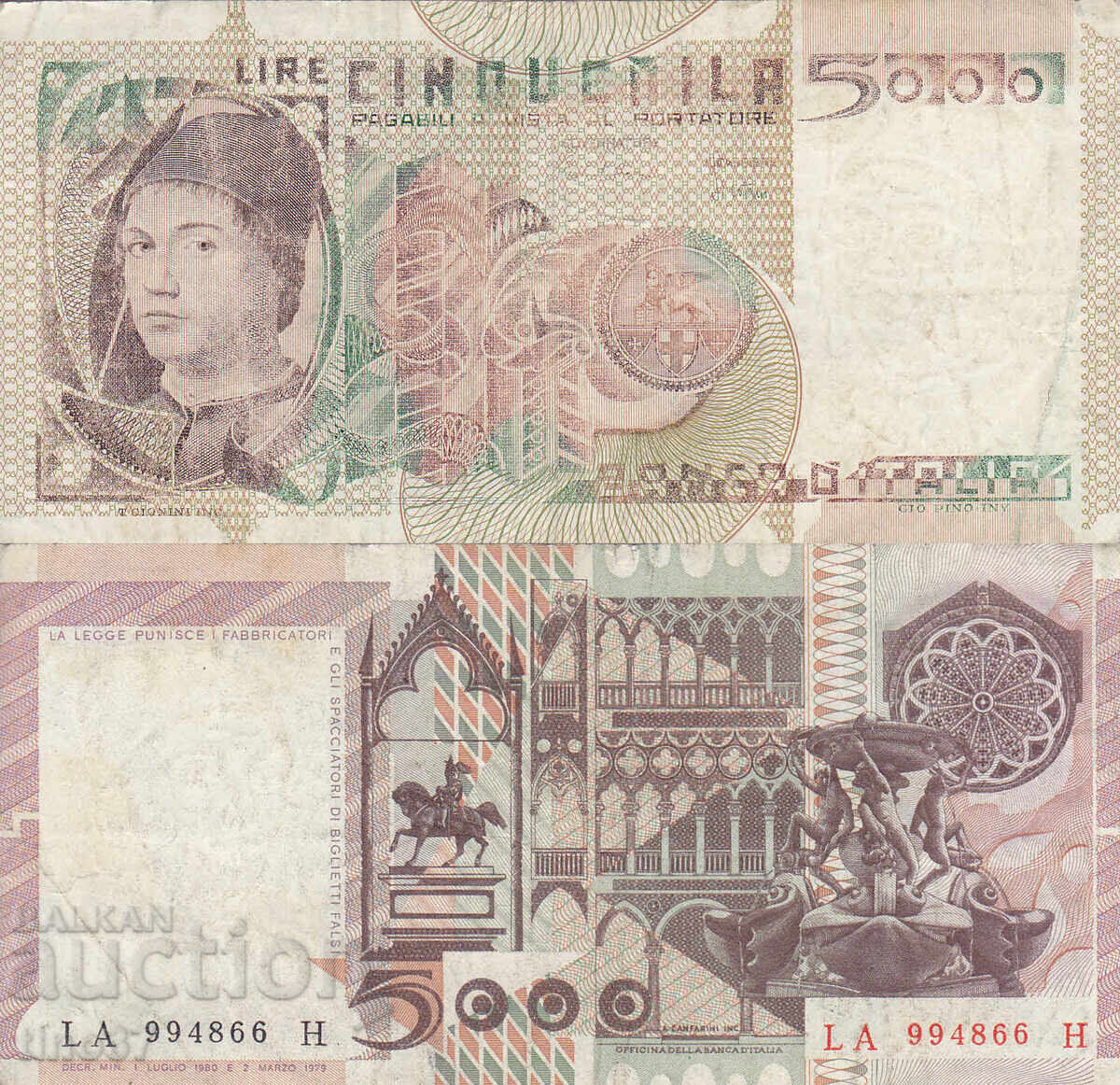 tino37 - ITALY - 5000 LIRE - 1980 - F+