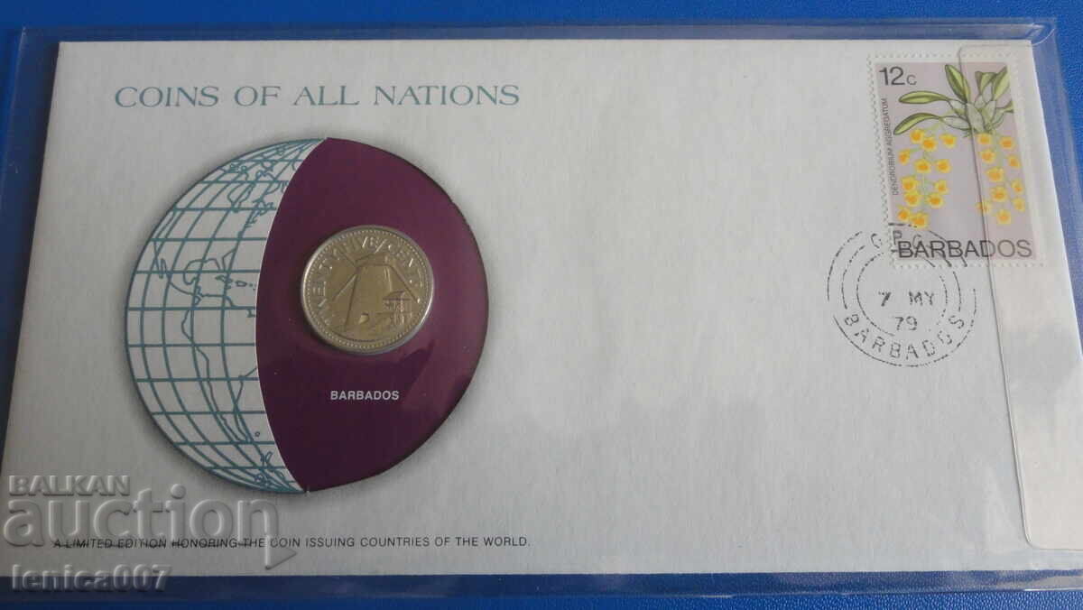 Barbados 1979 - 25 Cents (in first day cover with stamp) BU