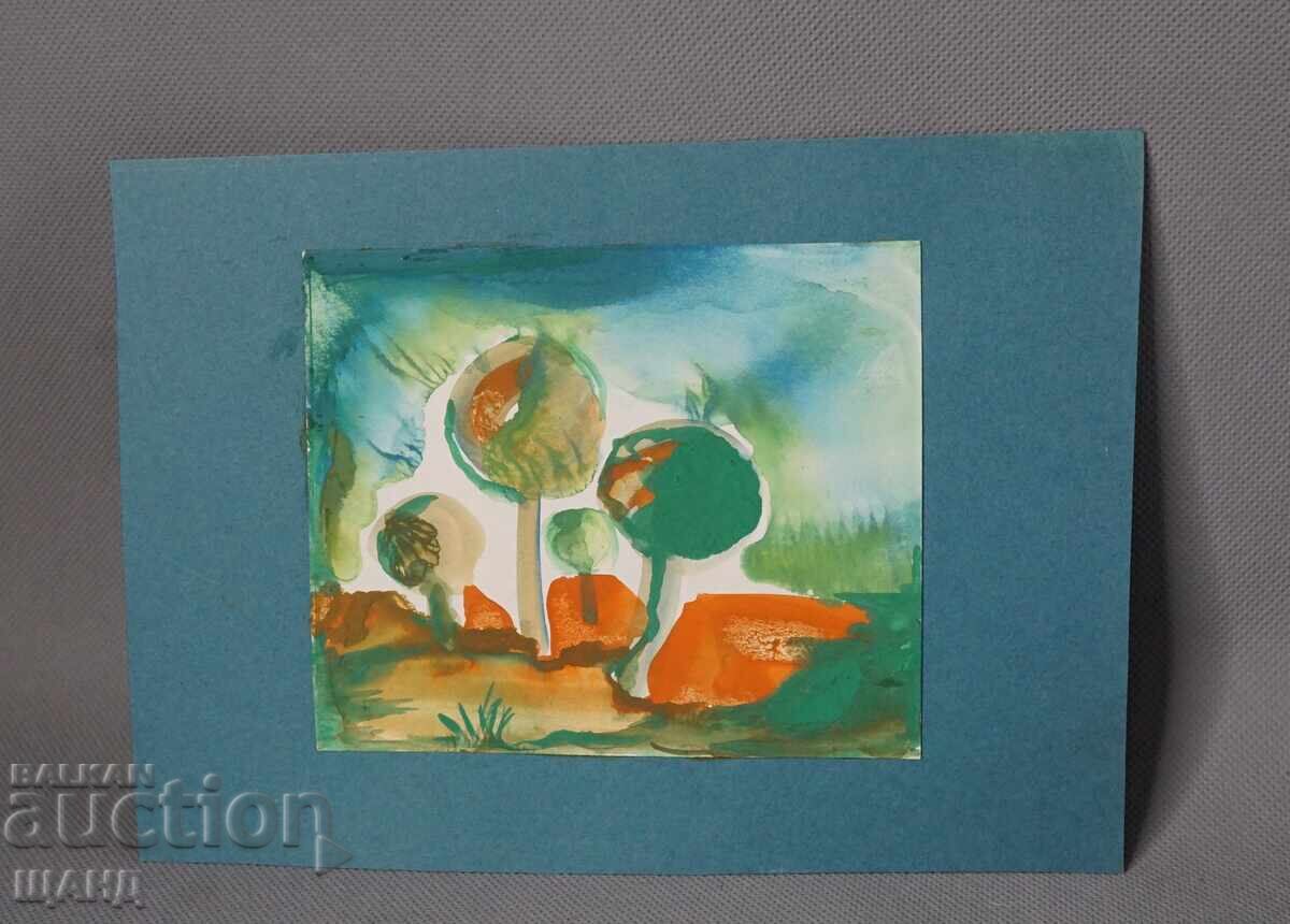 Old Master's drawing watercolor painting landscape trees