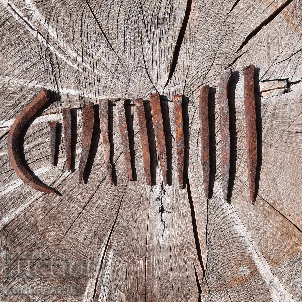 Old forged nails, tacks Old forged nails, tacks