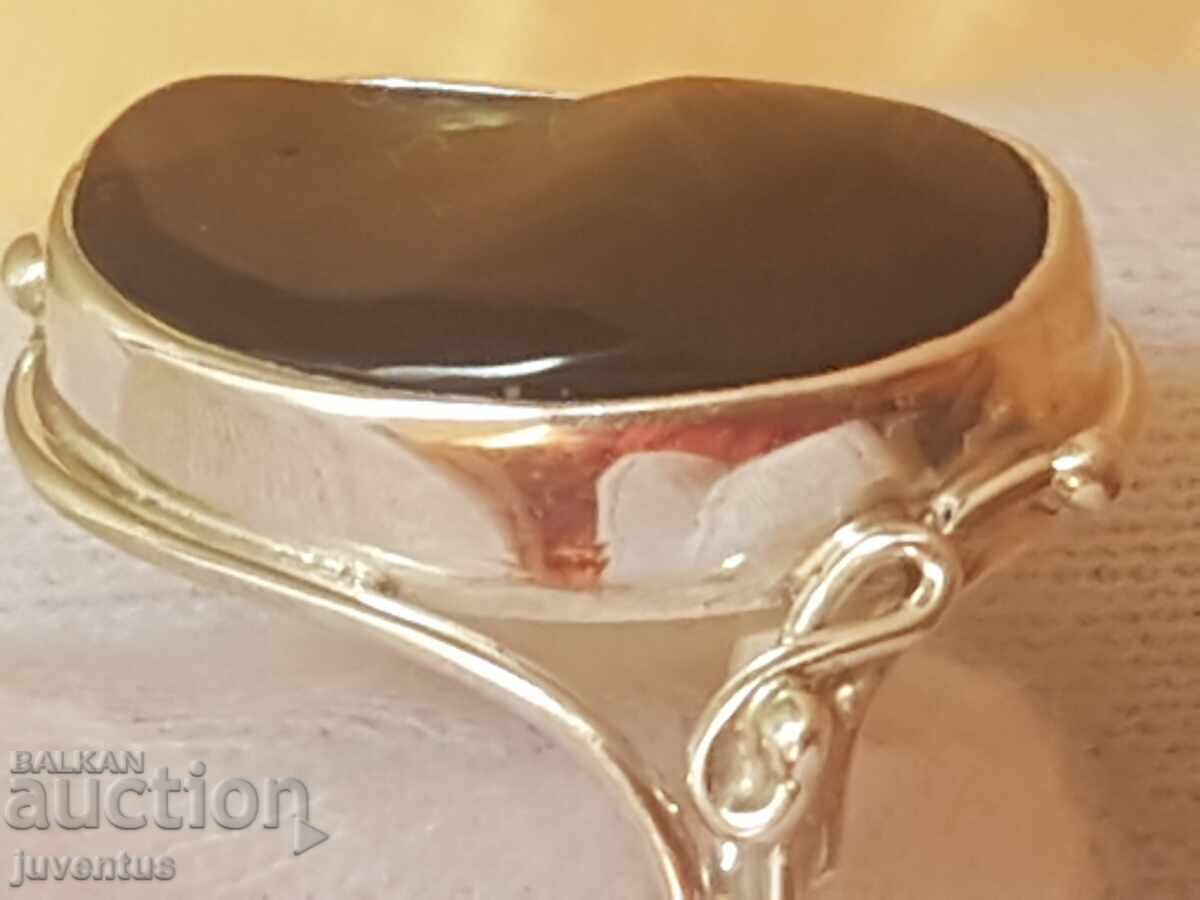 ΑΡΓΥΡΟ ΔΑΧΤΥΛΙΔΙ ΜΕ ΦΛΟΓΕΡΟ ΑΧΑΤΗ (ΜΕΞΙΚΟ) 5.85 ct - 5