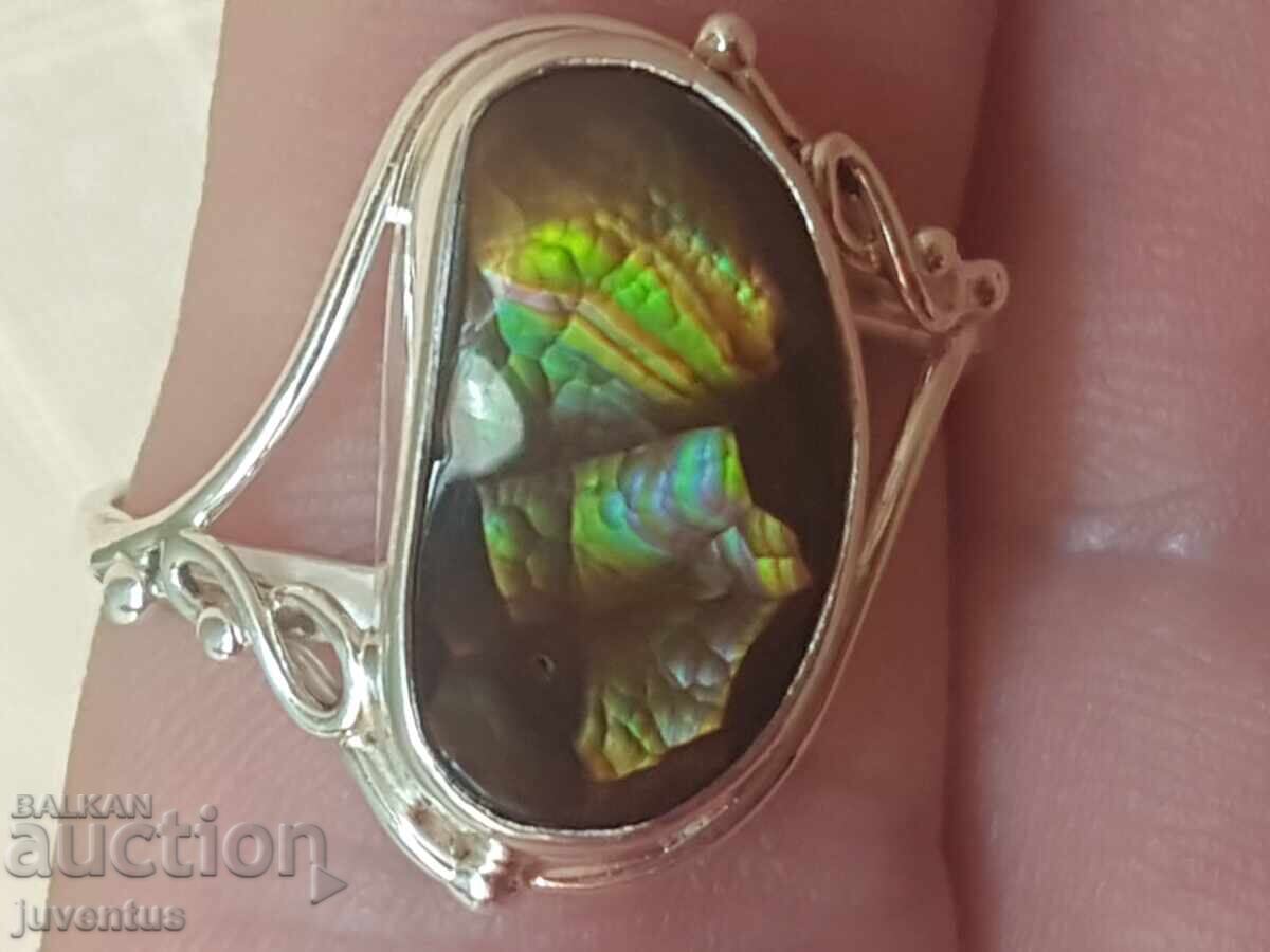 ΑΡΓΥΡΟ ΔΑΧΤΥΛΙΔΙ ΜΕ ΦΛΟΓΕΡΟ ΑΧΑΤΗ (ΜΕΞΙΚΟ) 5.85 ct - 7