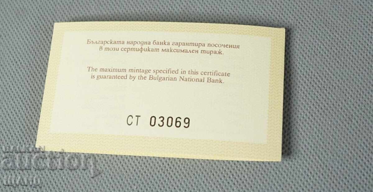 Licitație Certificat pentru monedă de argint 100 leva capră neagră 1993