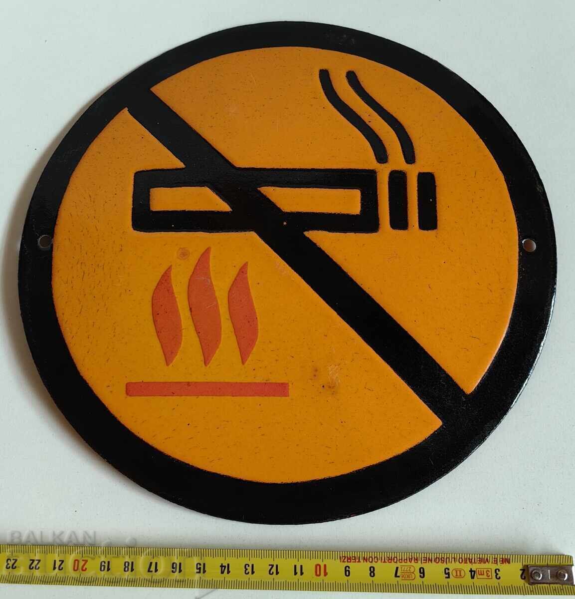 SMOKING PROHIBITED FIRE PROTECTION SOCIAL ENAMELED SIGN