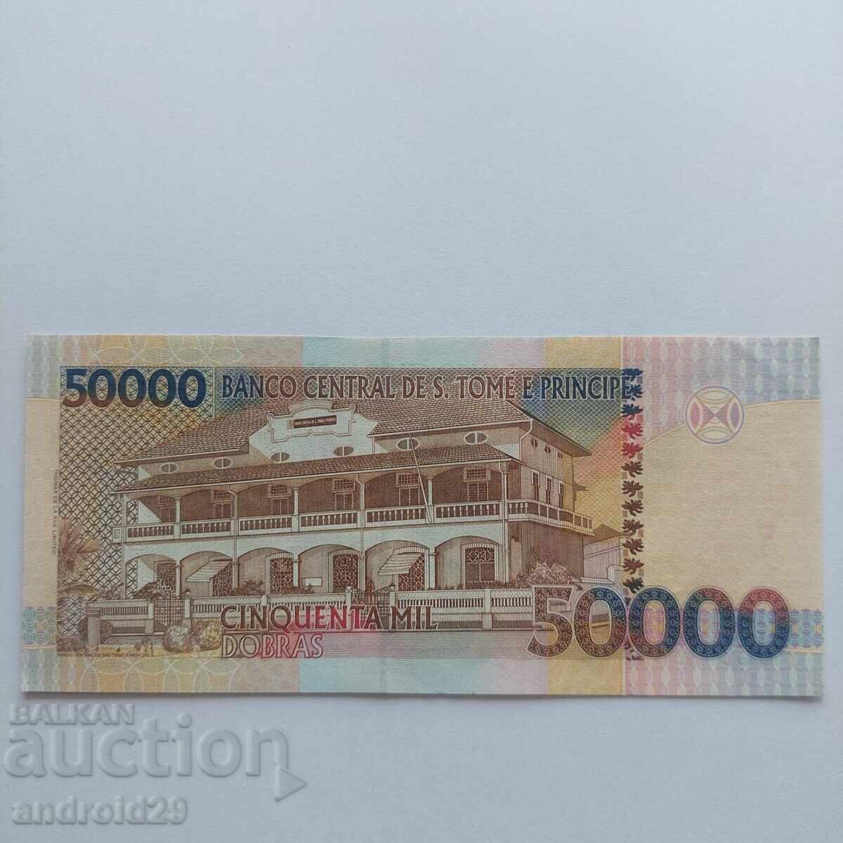 50000 Dobras São Tomé și Príncipe 2013 - Bancnotă UNC cu preț € 7.67 | 15.00 BGN