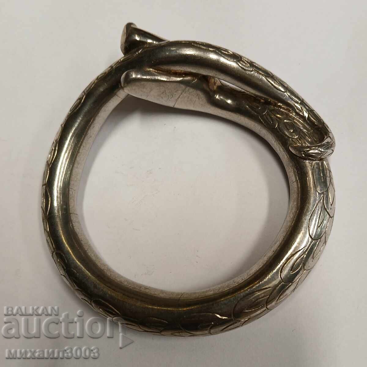 Silver Handmade Bracelet in the Shape of a Snake - 5