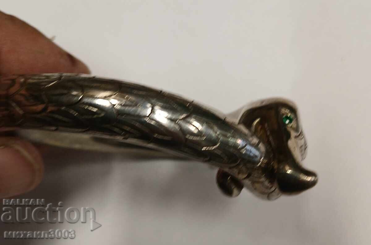 Silver Handmade Bracelet in the Shape of a Snake - 6