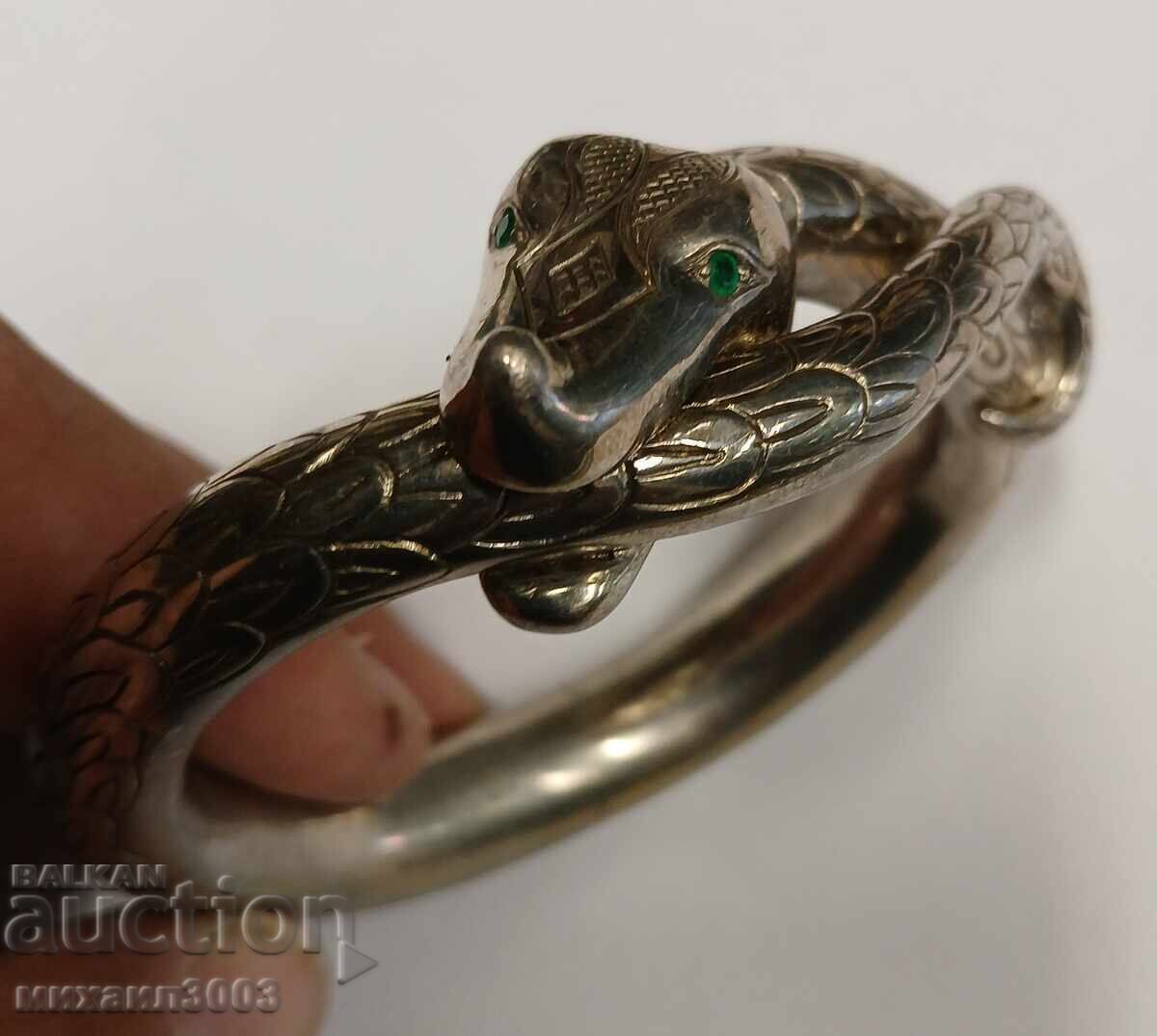 Silver Handmade Bracelet in the Shape of a Snake