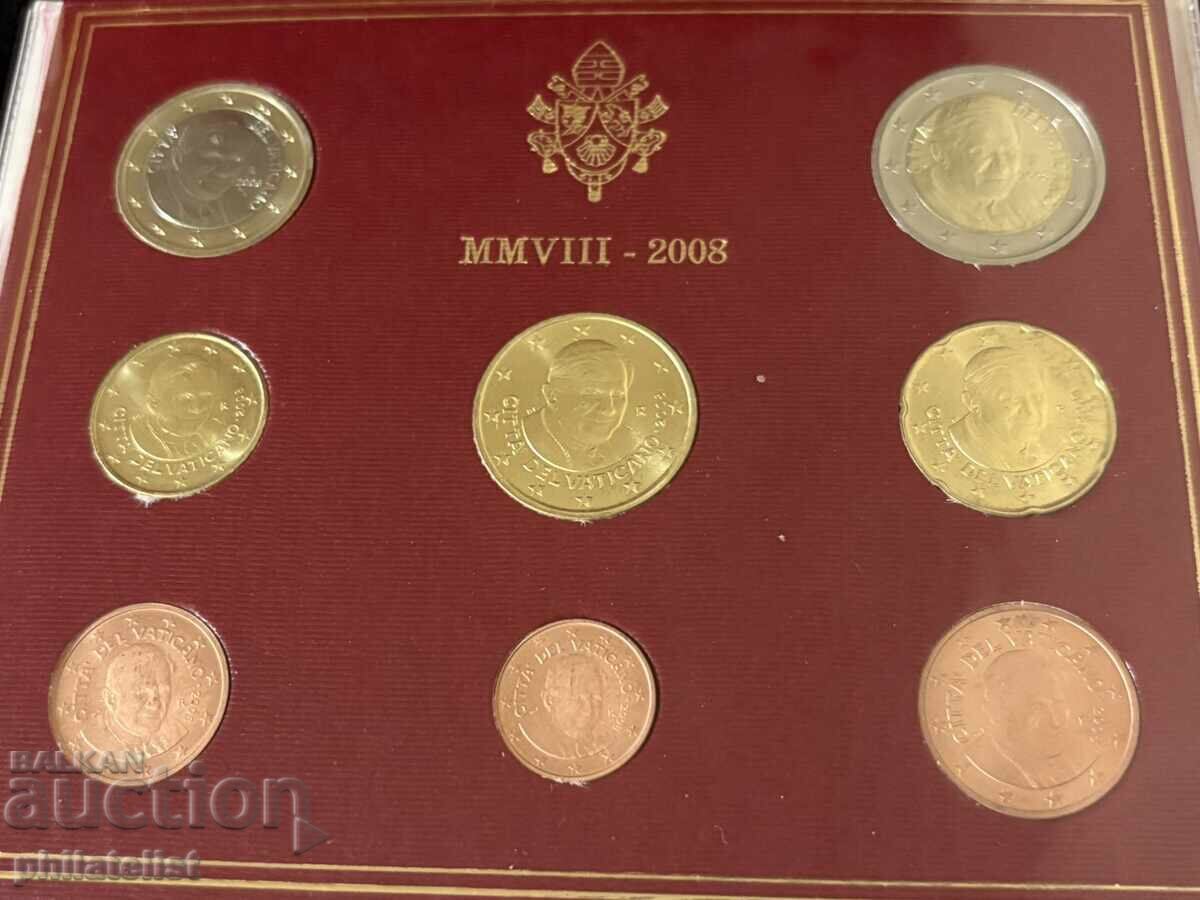 Аукцион Ватикана 2008 г. - комплектен сет от 1 цент до 2 евро BU