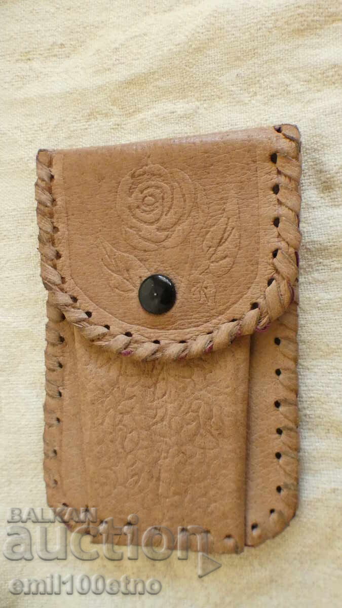 Кожено калъфче портмоне щампа Роза - от соца