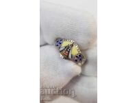 Mnogo σπάνιο ευρωπαϊκό ασημένιο δαχτυλίδι σμάλτο Παναγία 19ος αιώνας