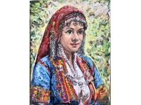 Bulgarian woman with a blue saya