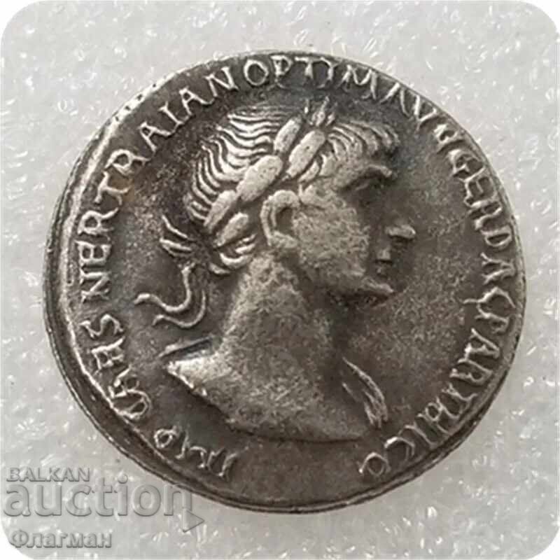 Denarius of Emperor Trajan, 98 - 117 AD. REPLICA
