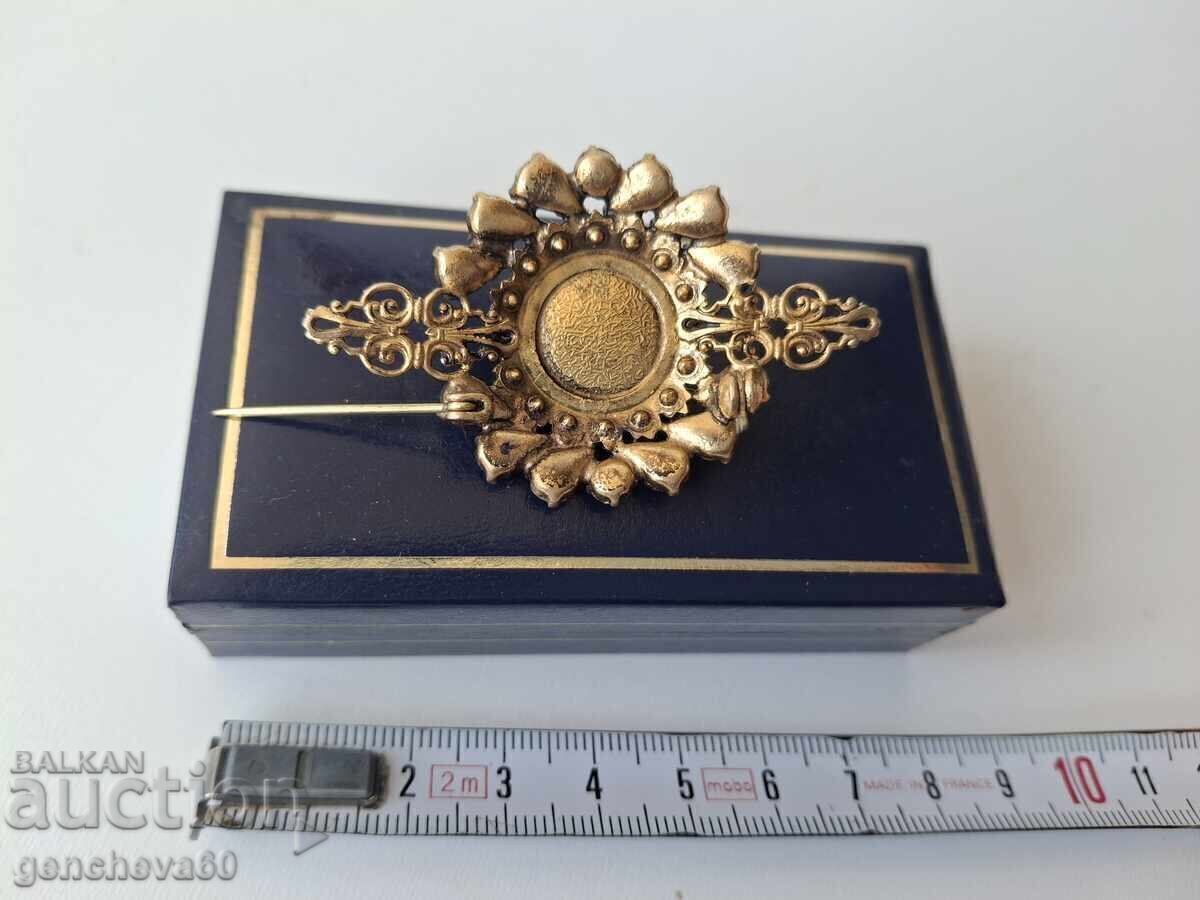 Vintage Brooch Bohemian Crystal, Garnet, Gold Plated with price € 30.00 | 58.68 BGN