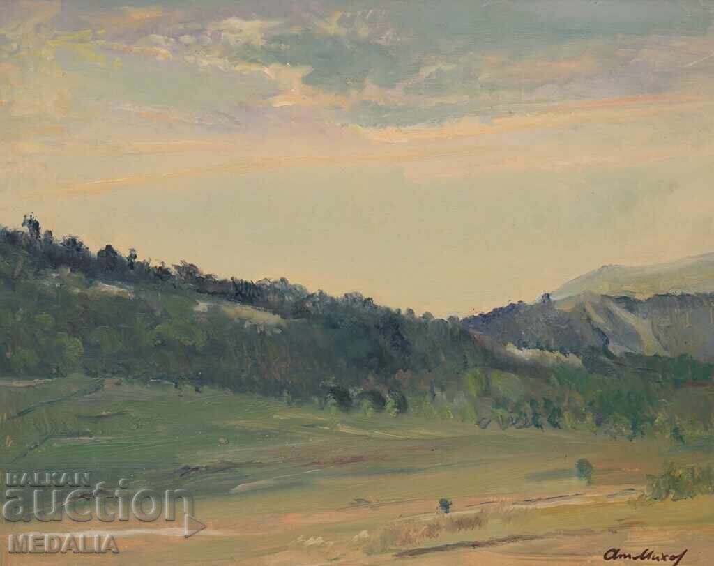 Αθανάσιος Μιχόφ - "Τοπίο" - ελαιογραφία - υπογεγραμμένο - πλαισιωμένο με τιμή 3000.00 BGN | € 1533.88