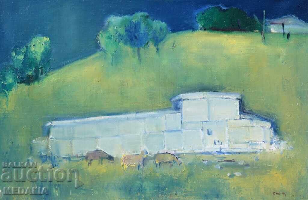 Петър Марангозов - "Старата чешма" - маслени бои - подписан