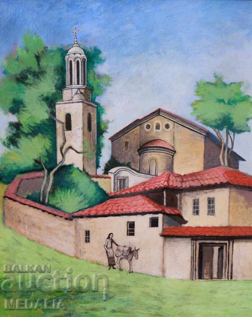 Георги Ковачев - "Манастир" - маслени бои - подписан
