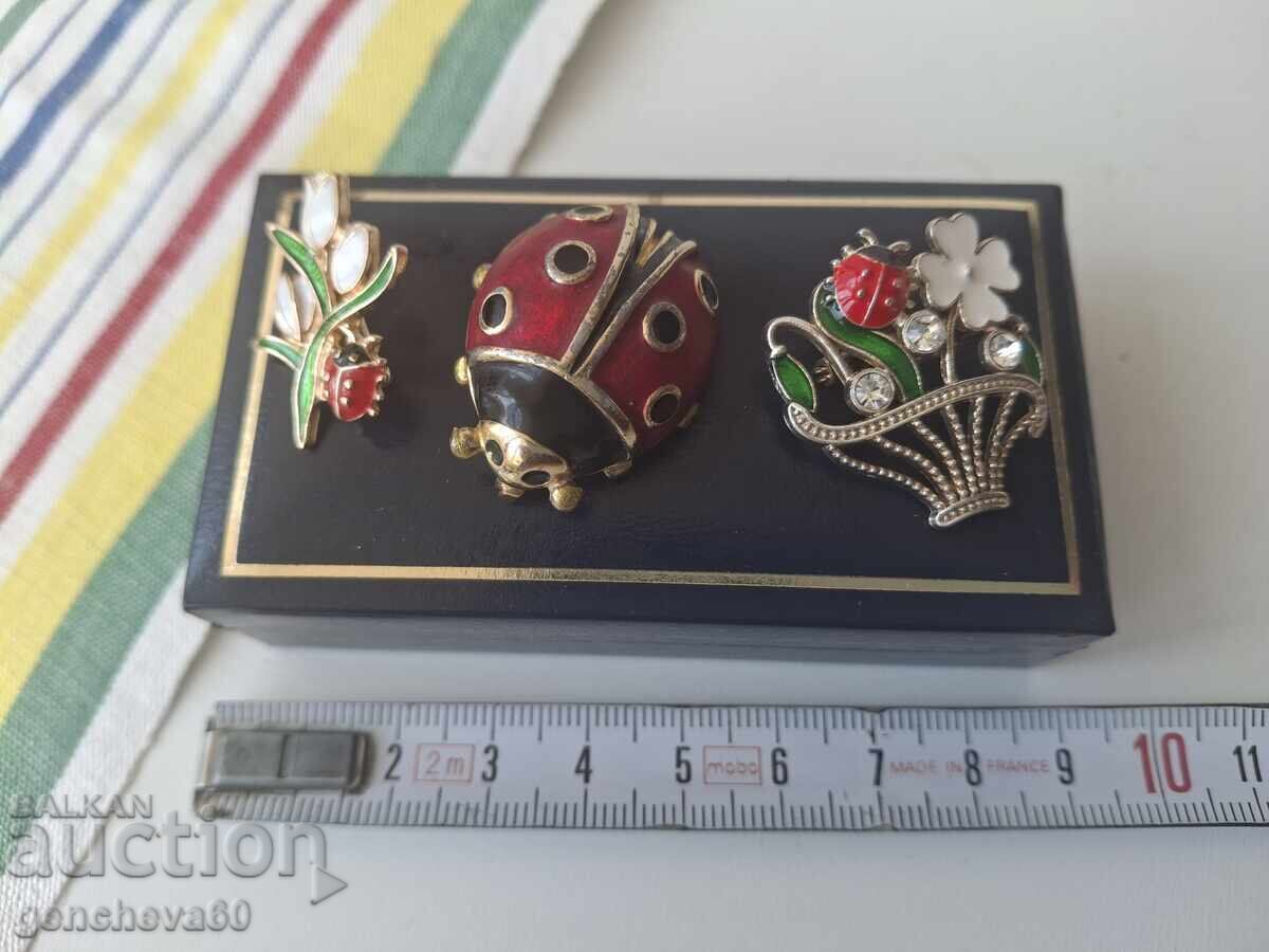LOT Broșe ,,Buburuză" cu email - 6