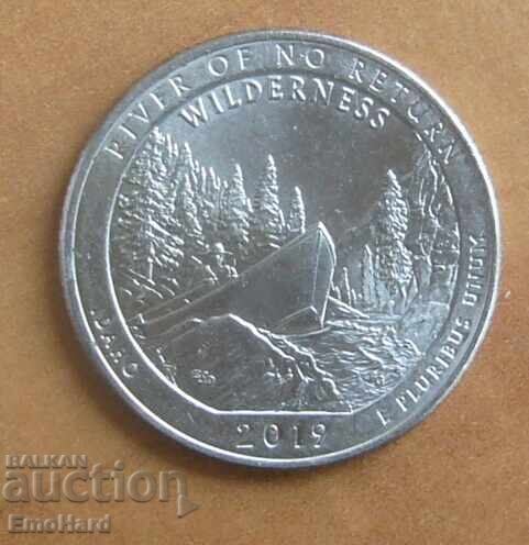 USA America the Beautiful 1/4 Dollar 2019 River of No Return D USA America the Beautiful 1/4 Dollar 2019 River of No Return D