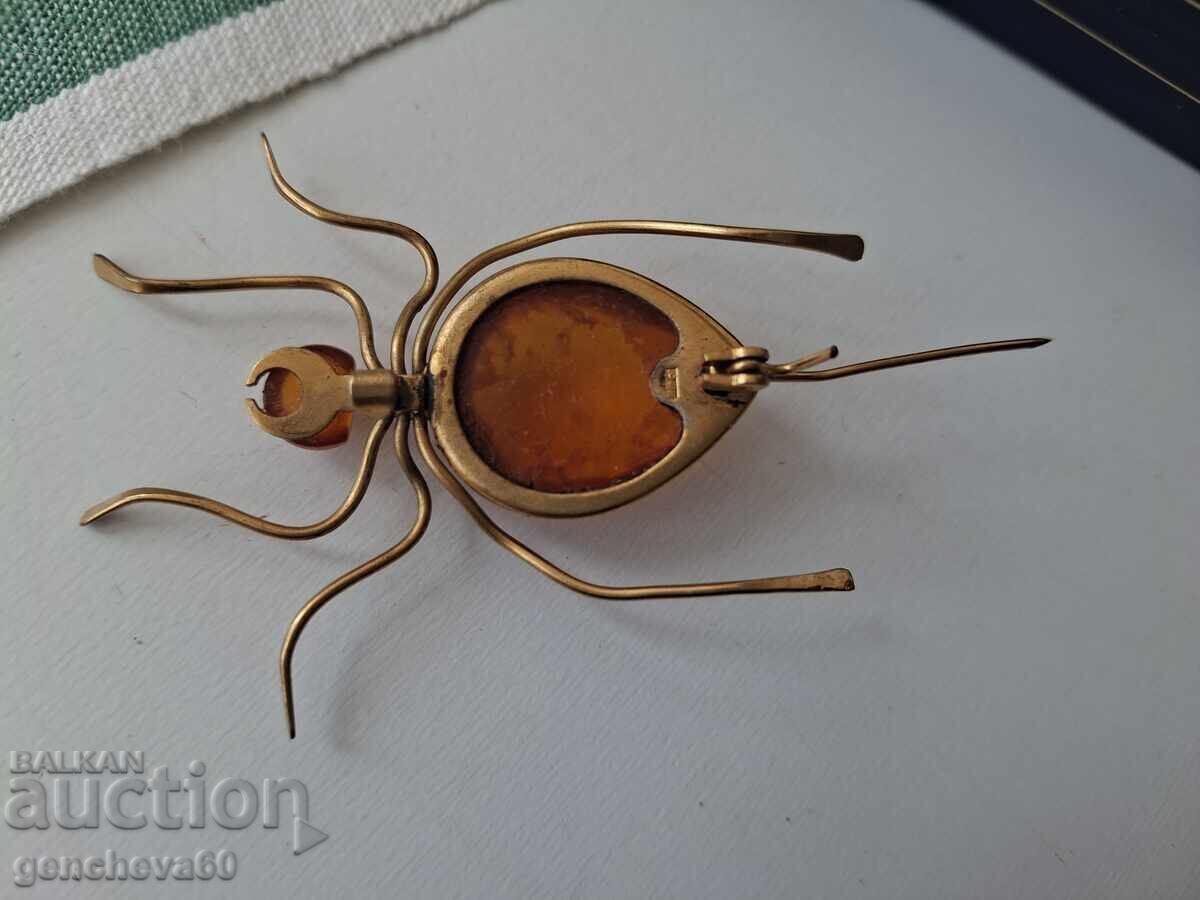Auction  Original Russian spider brooch Baltic amber