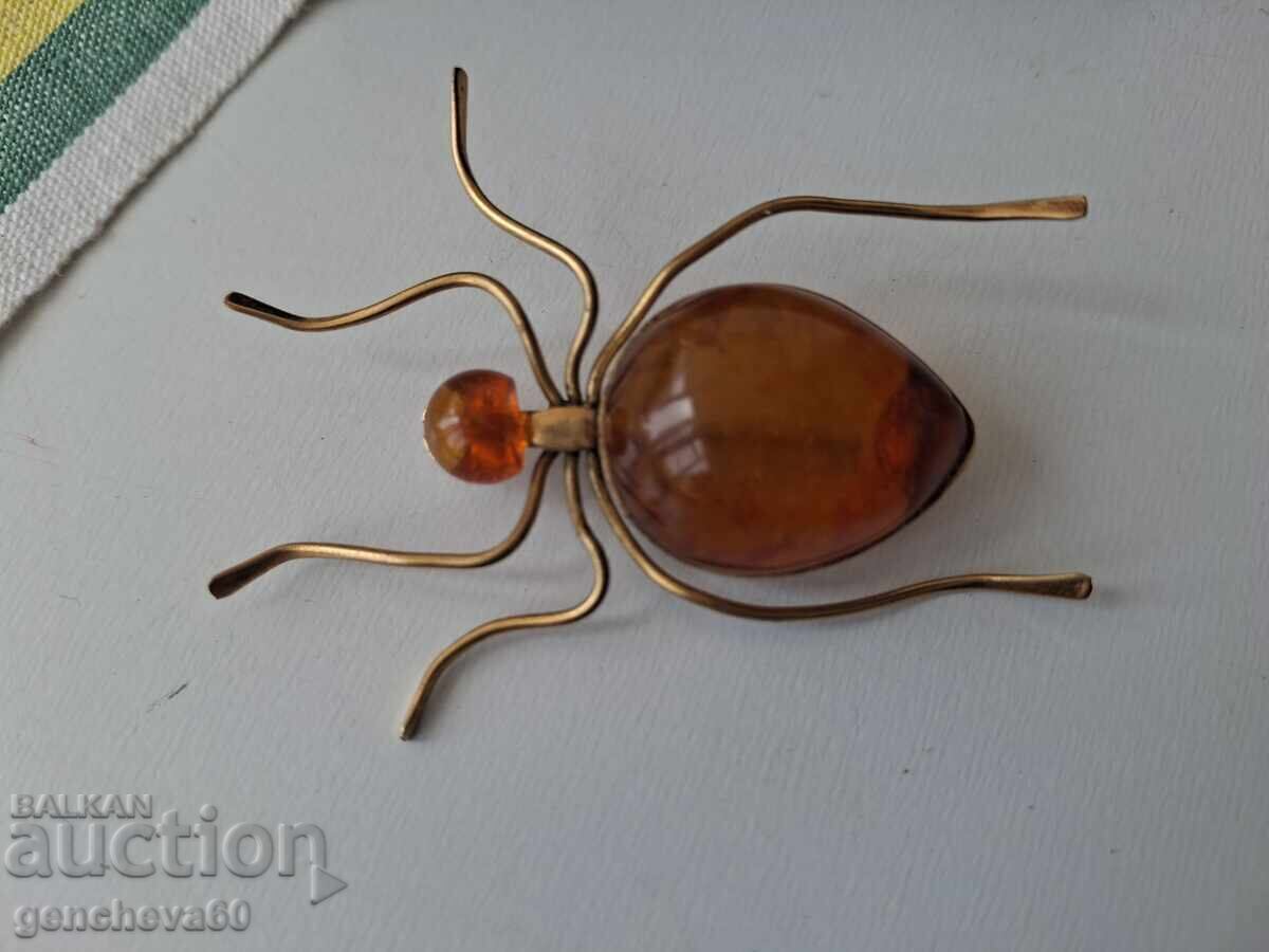 Original Russian spider brooch Baltic amber - 5