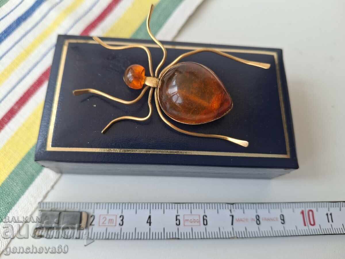 Original Russian spider brooch Baltic amber - 6